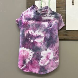 Custom Starburst Black, Pink/Purple and White Tie Dye Dog TShirt- Medium (15-30l